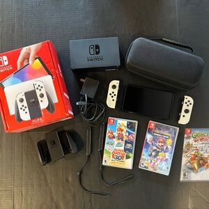 Nintendo Switch OLED Bundle: 3 Games and Case